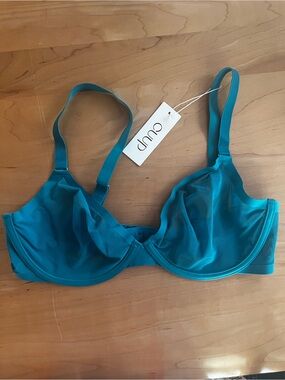 CUUP The Plunge Mesh Sheer Underwire Bra Ocean Blue Turquoise